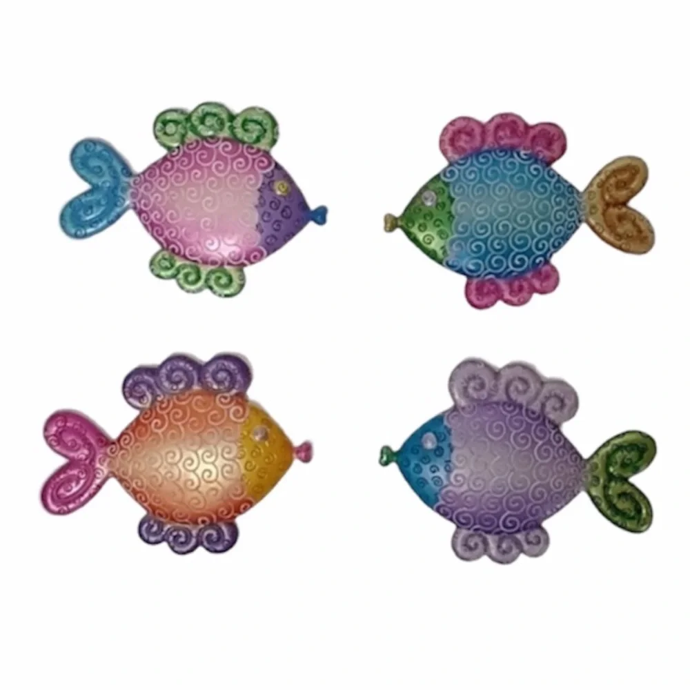 Tropical Beach Art Handmade Hand Painted Colorful Fish Wall Decor Set Multicolor